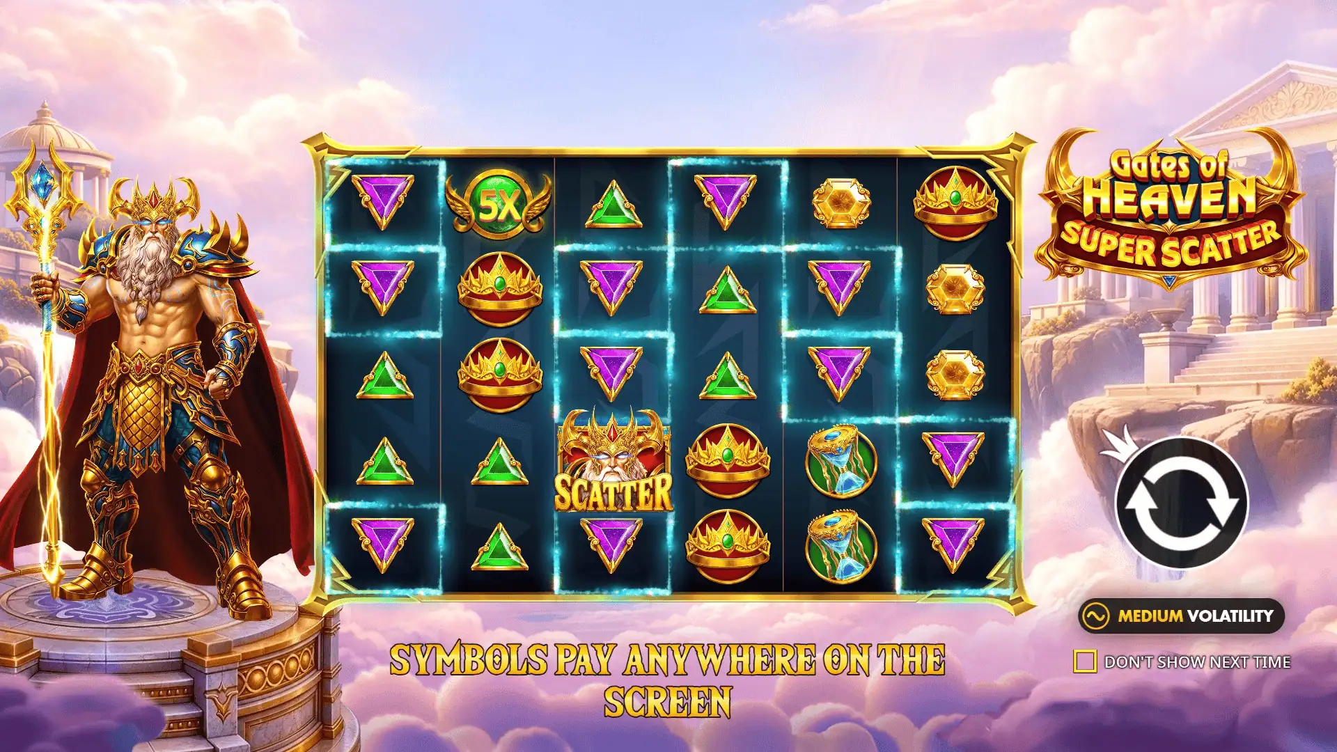 Gates of Heaven Super Scatter slot intro screen