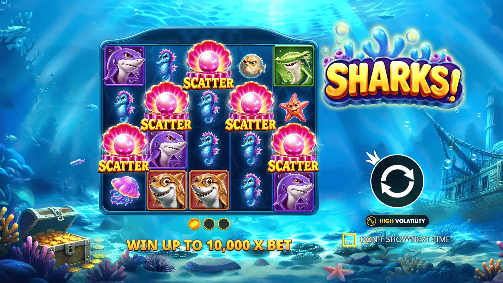Sharks! slot intro screen