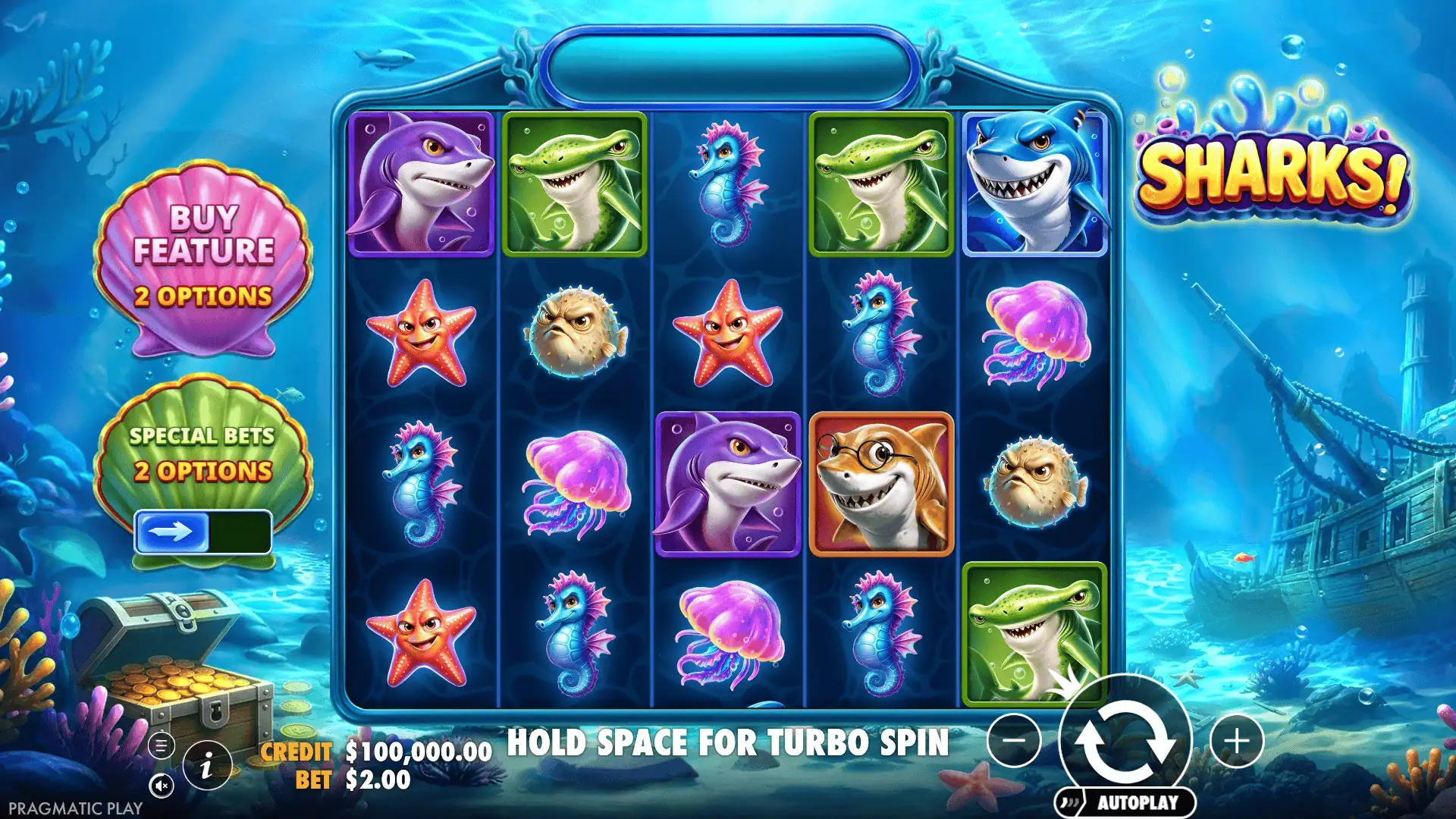 Sharks! slot gameplay reels