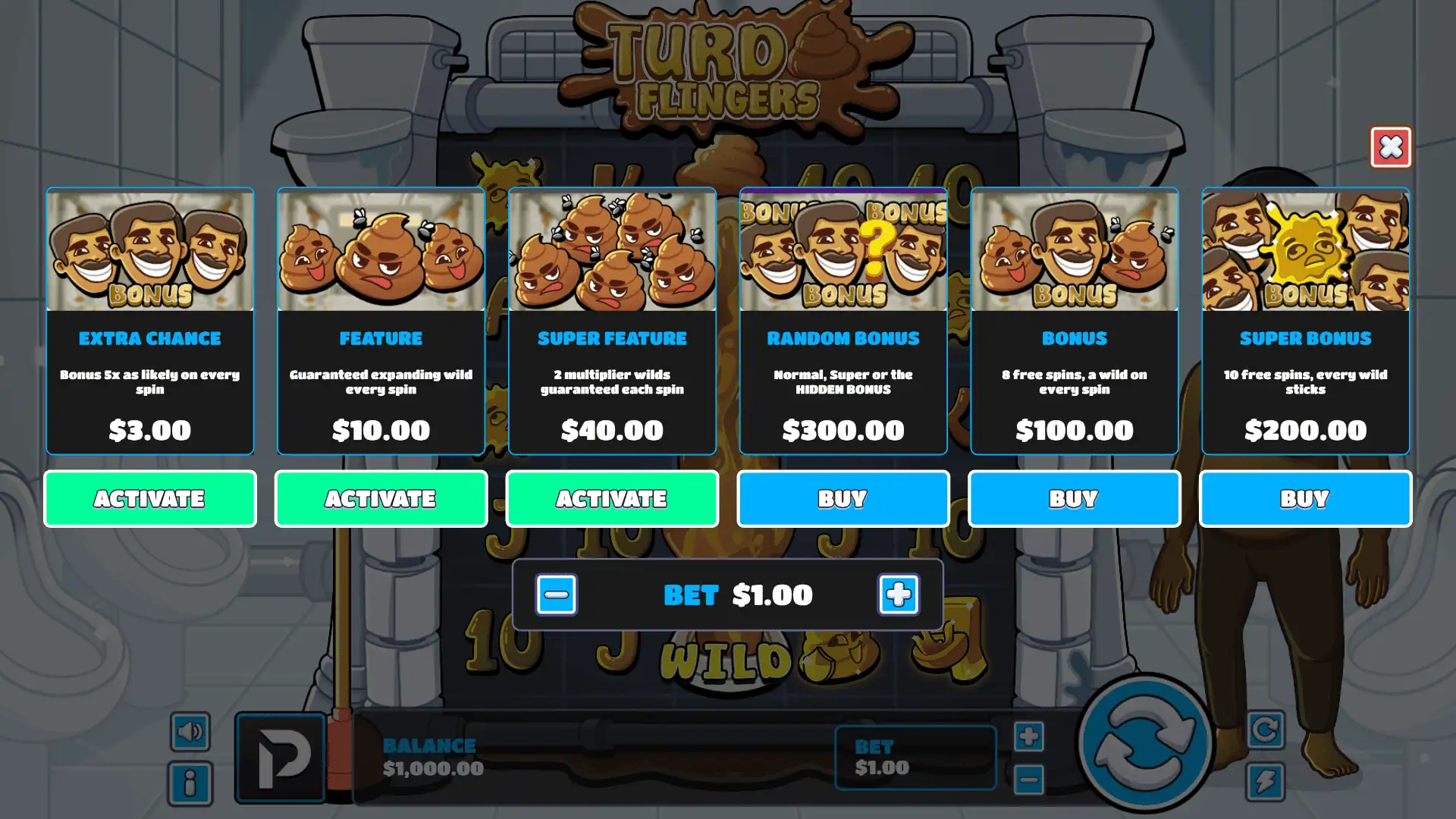 Turd Flingers bonus buy menu
