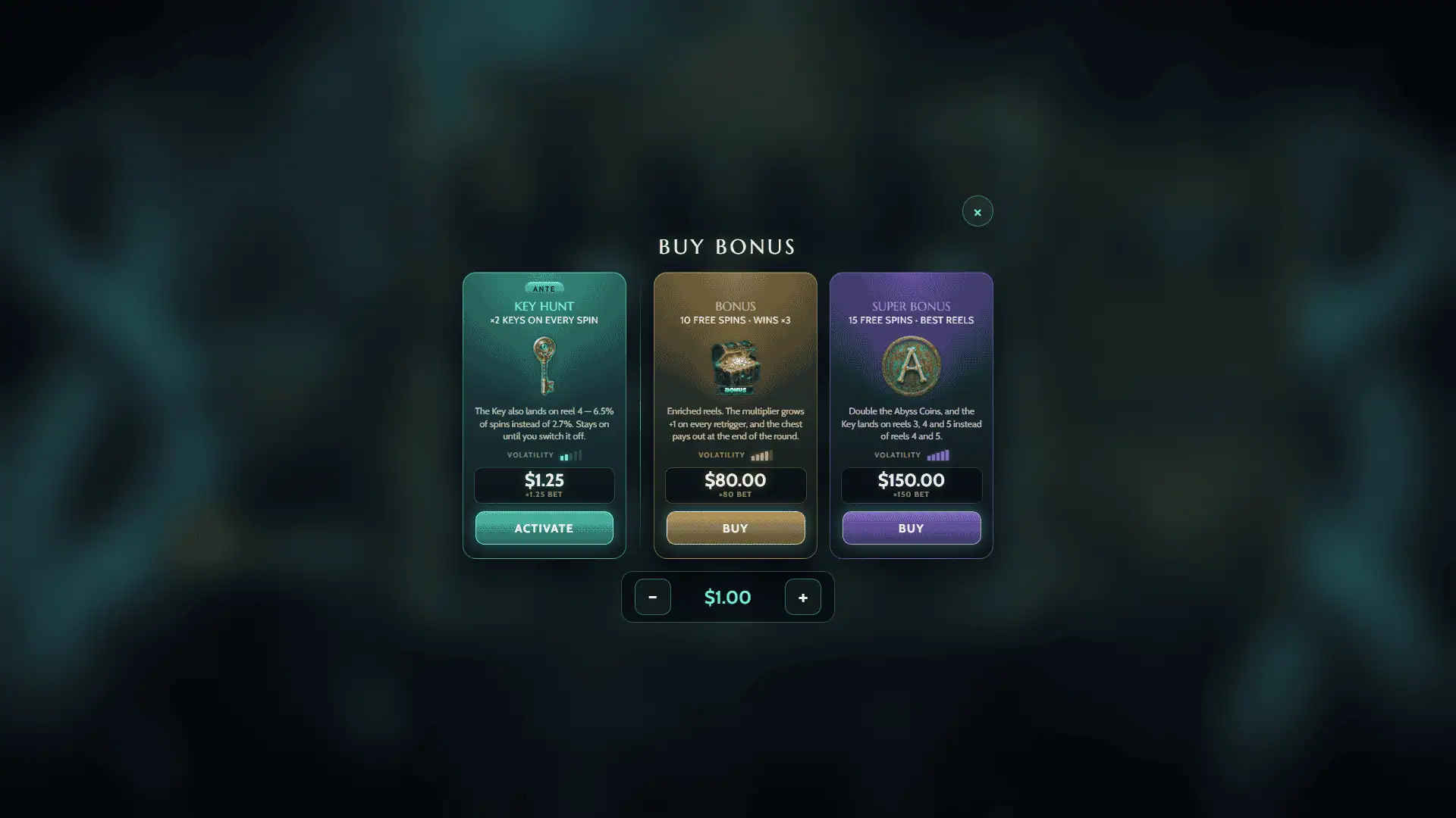 Abyss awakens bonus buy menu