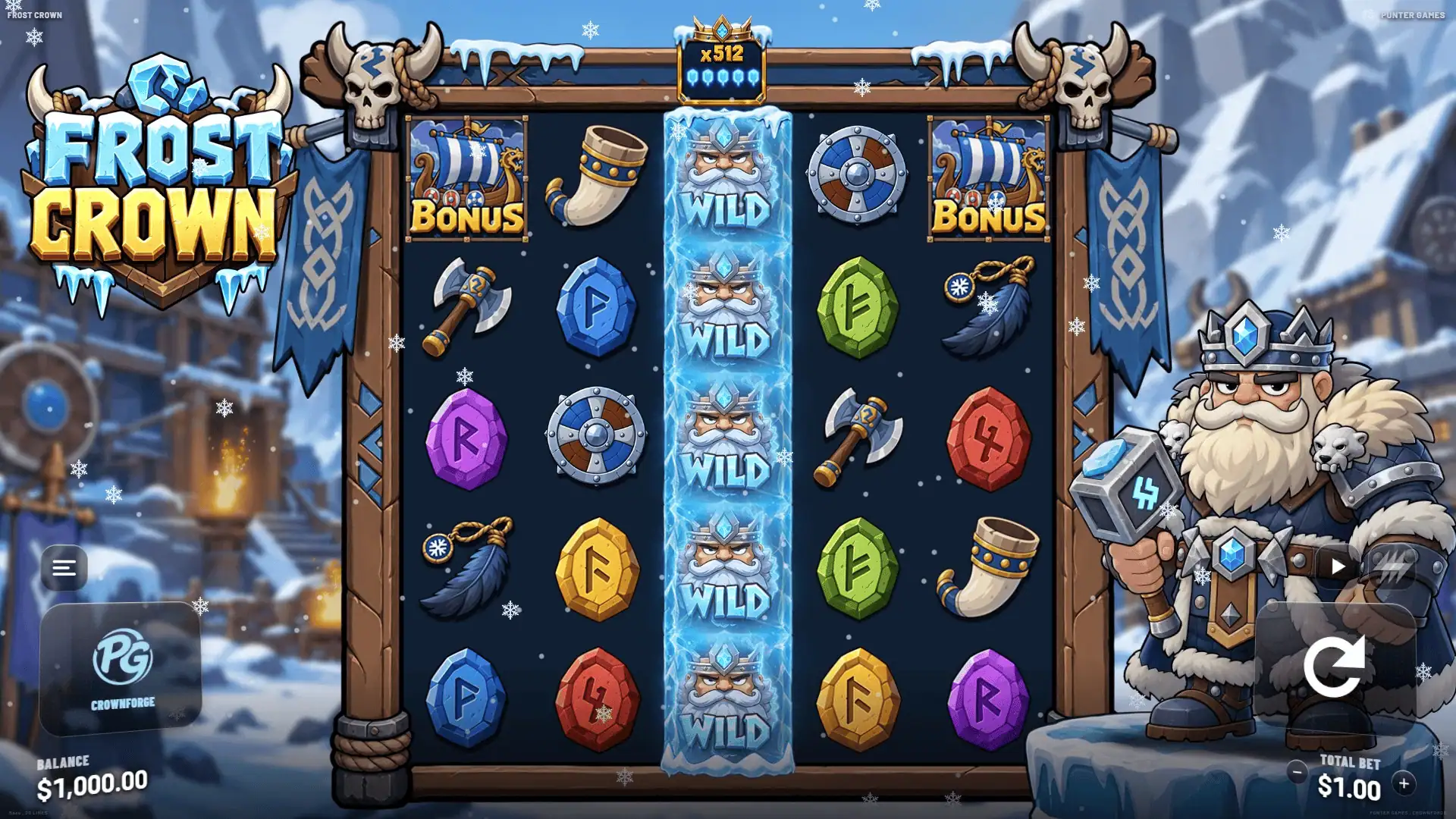 Frost Crown slot gameplay reels