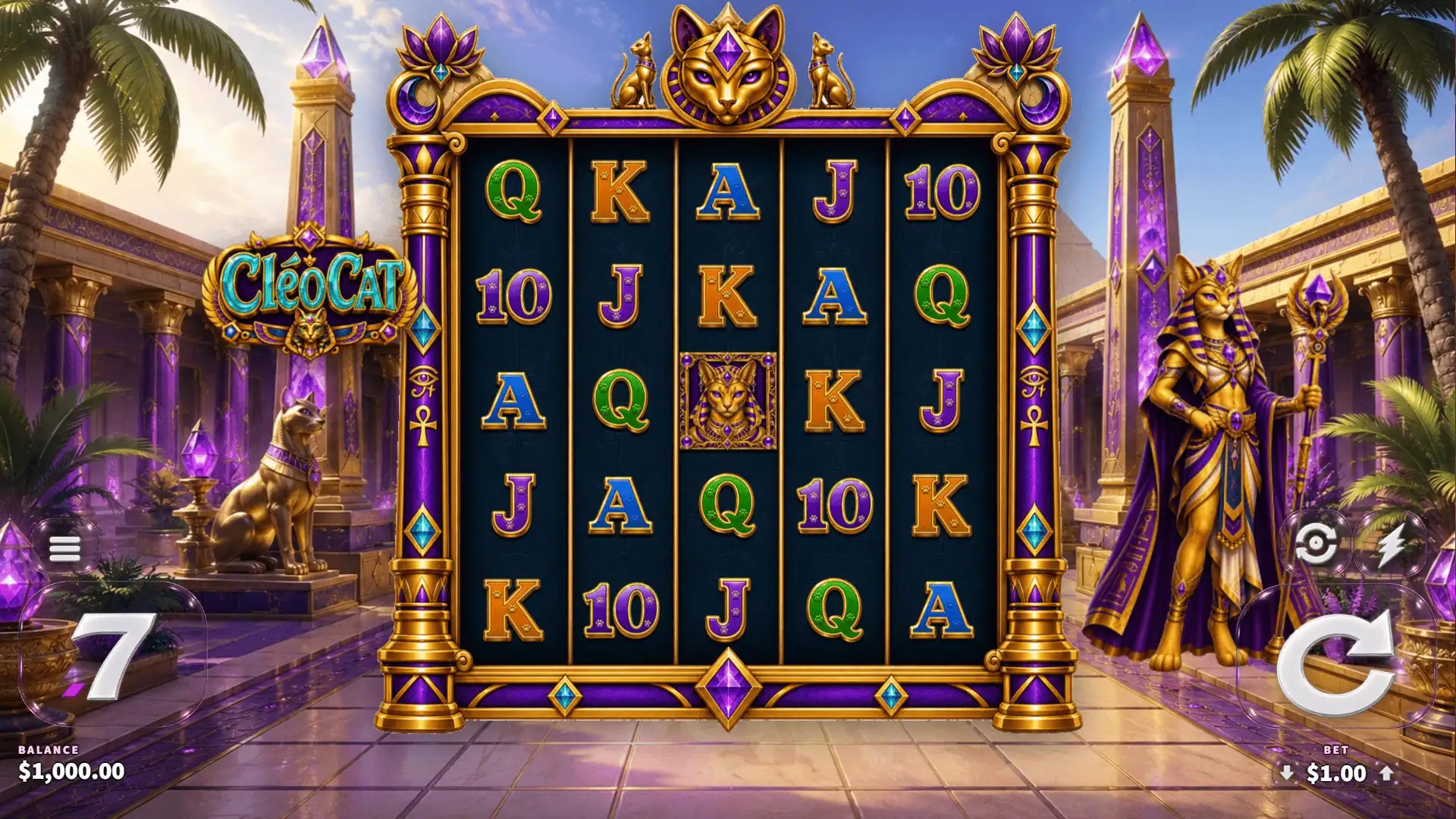 Cl&eacute;oCat slot gameplay reels