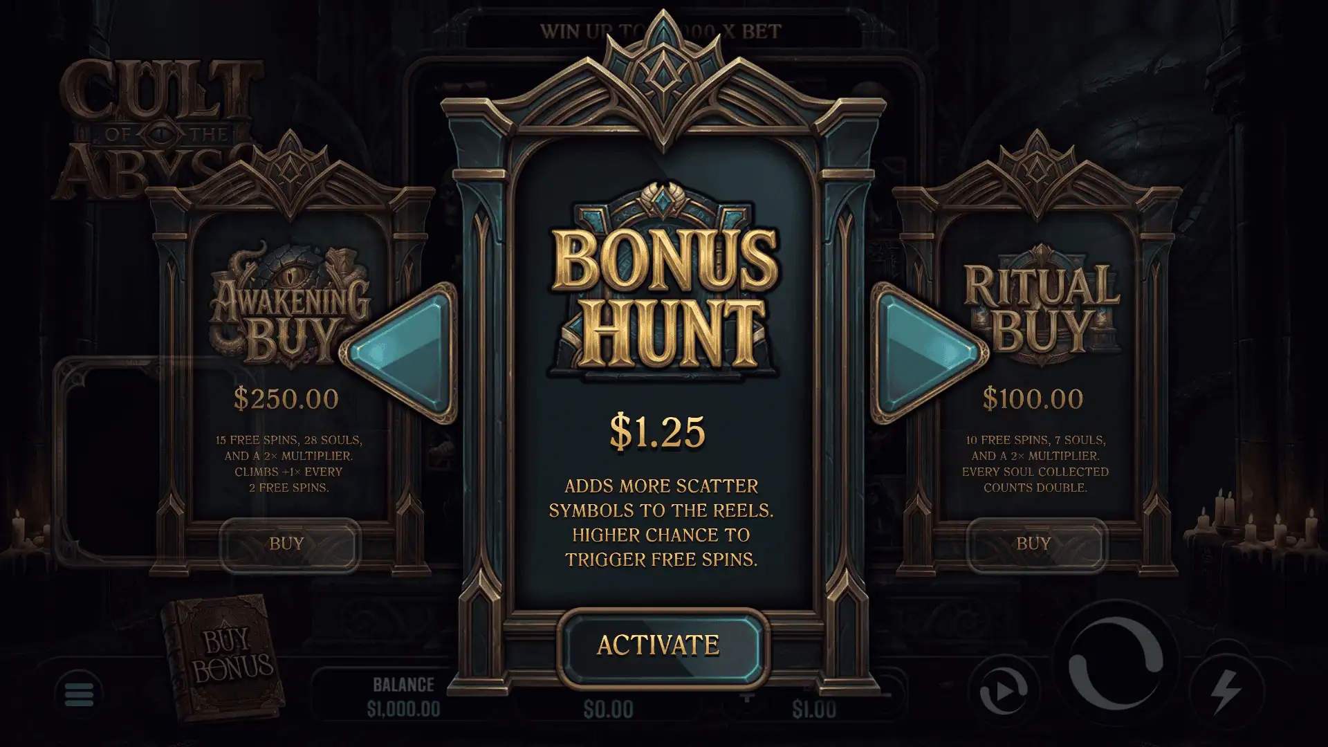 Cult of Abyss bonus buy menu