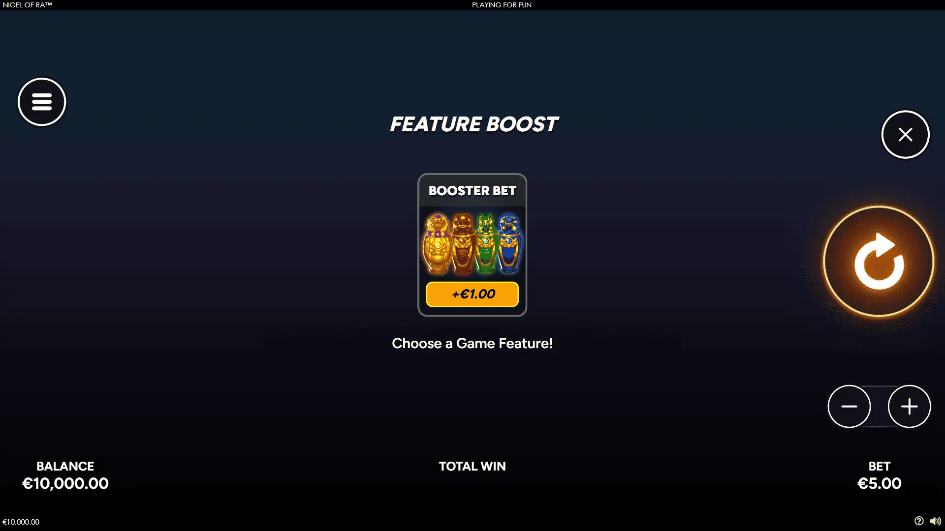 Nigel of Ra bonus buy menu
