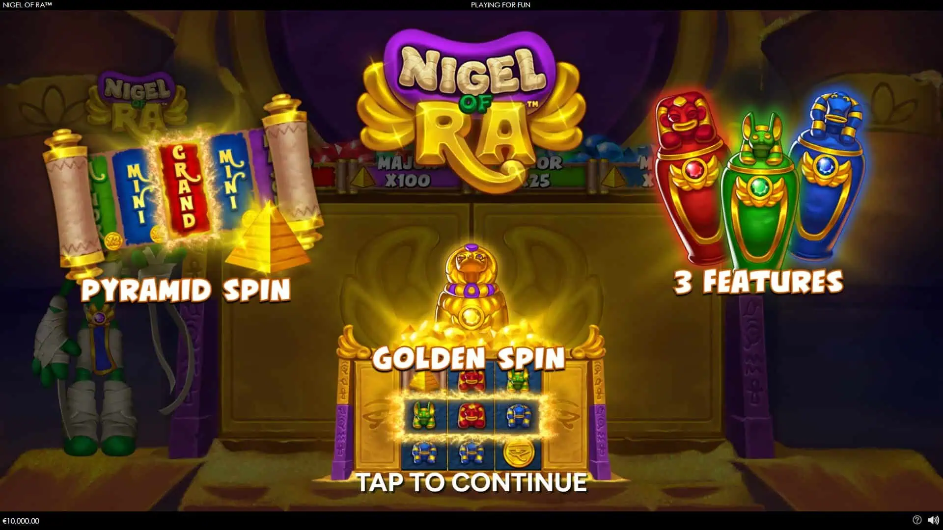 Nigel of Ra slot intro screen