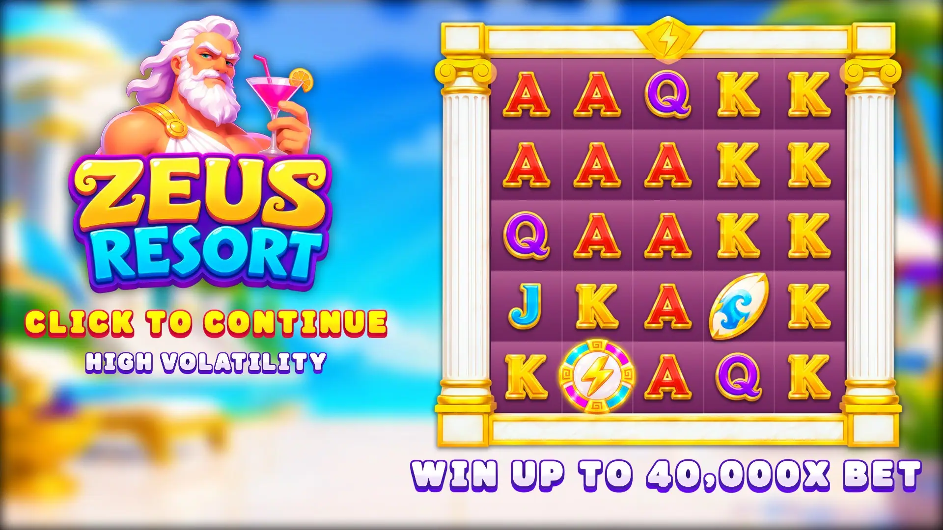Zeus Resort slot intro screen