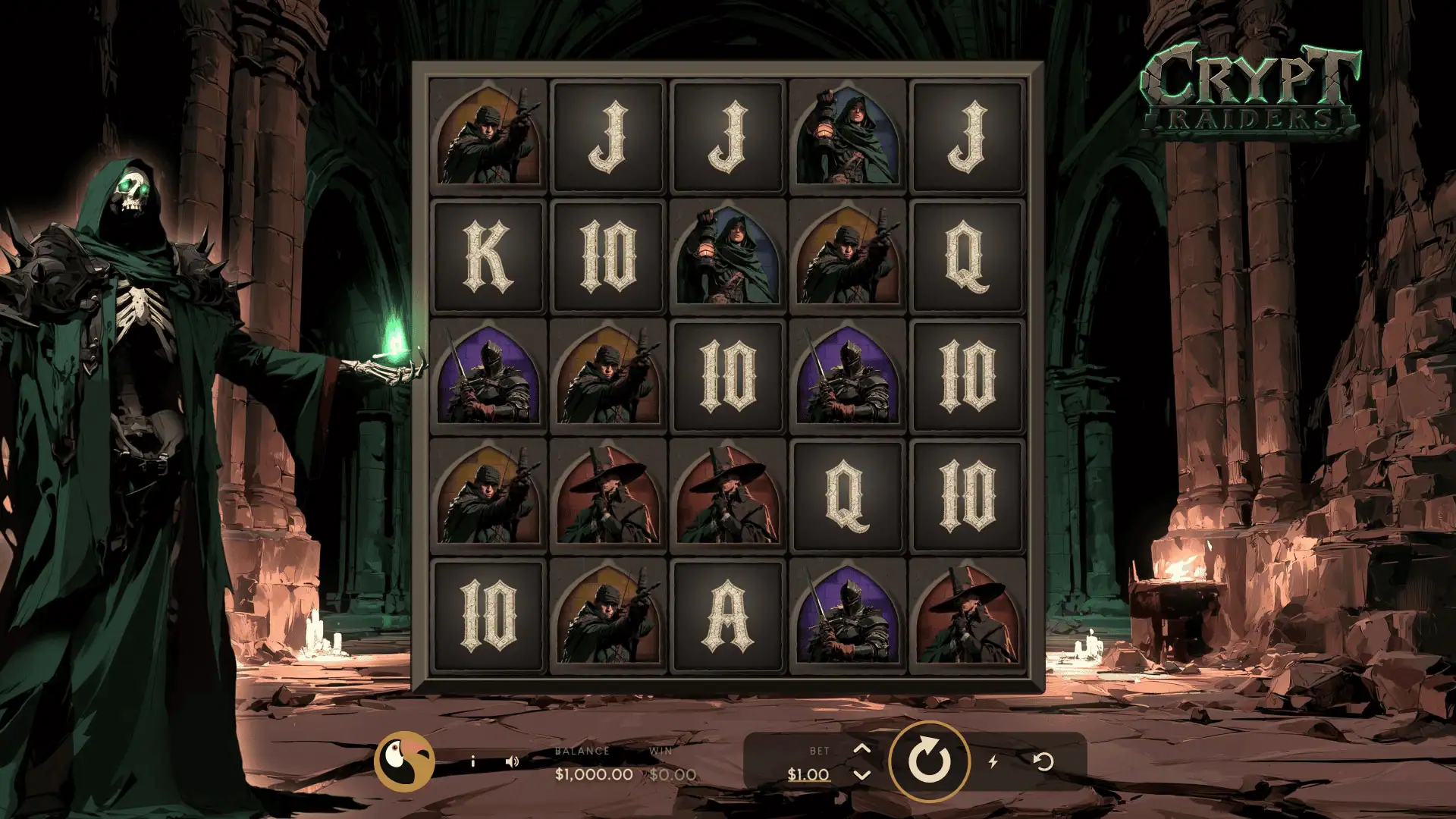Crypt Raiders slot gameplay reels