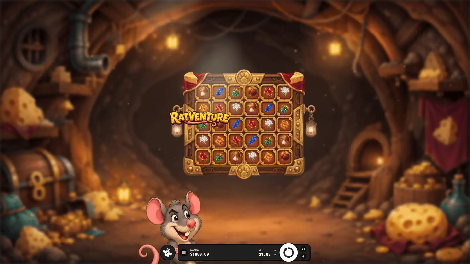 Ratventure slot gameplay reels