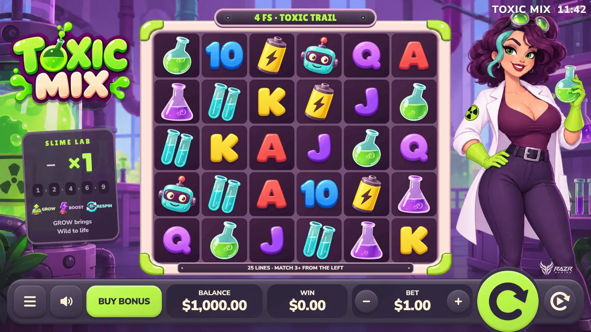 Toxic Mix slot gameplay reels