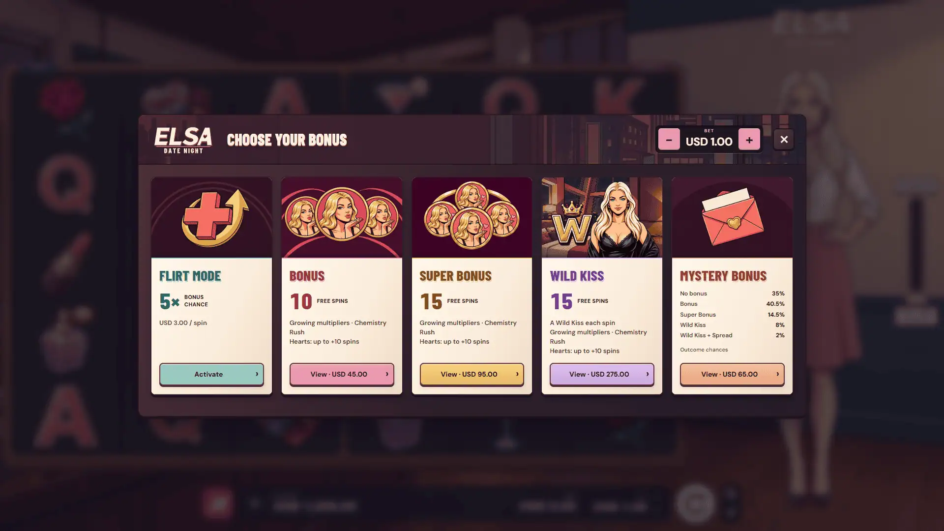 Elsa Date Night bonus buy menu