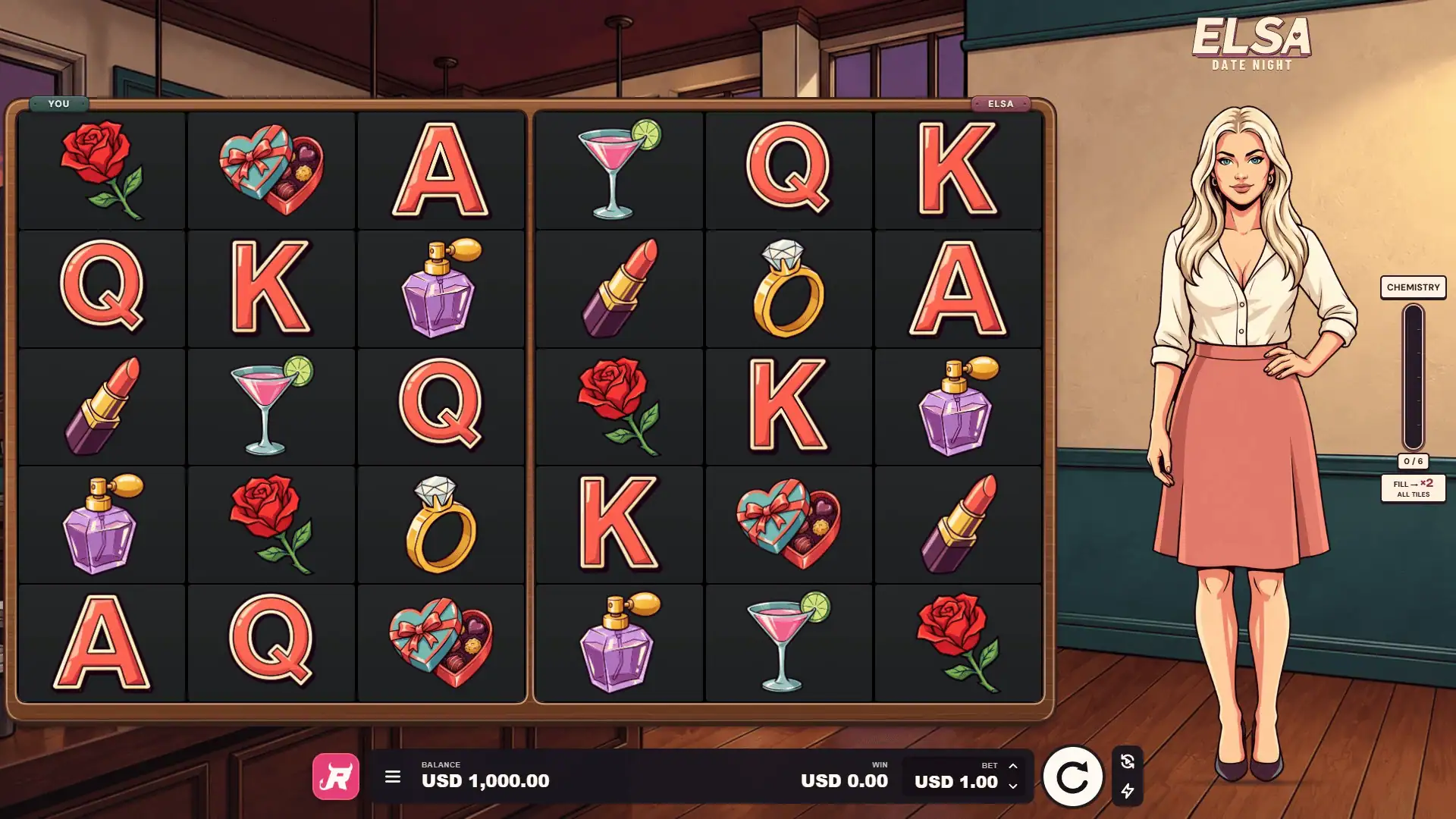 Elsa Date Night slot gameplay reels