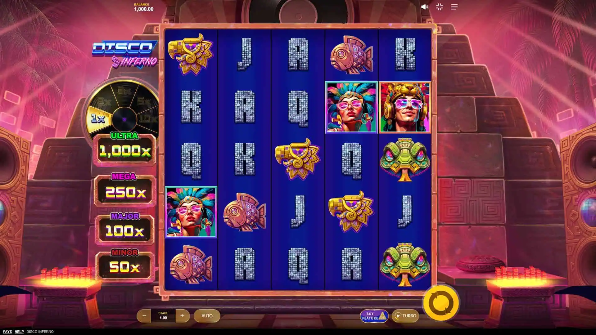 Disco Inferno slot gameplay reels