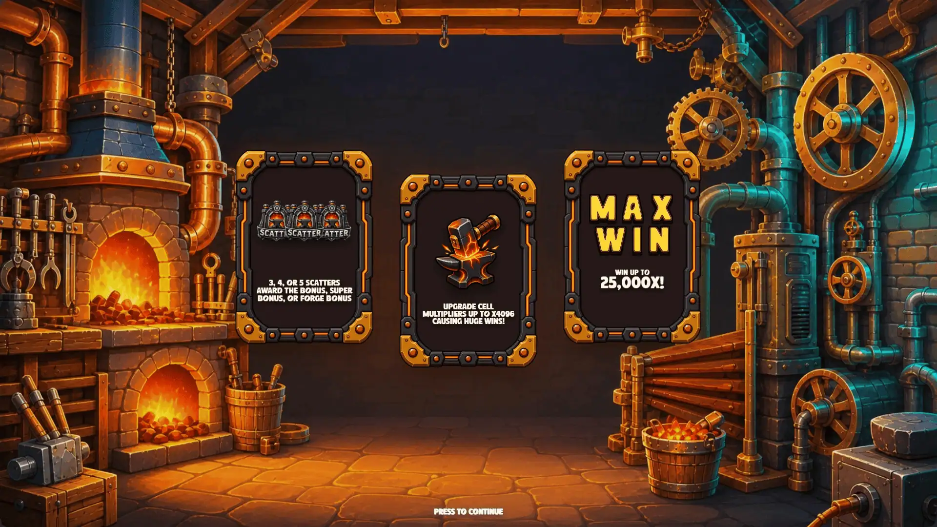 Forge Frenzy slot intro screen