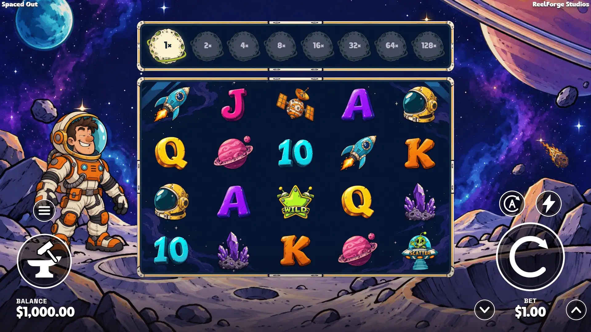 Spaced Out slot gameplay reels