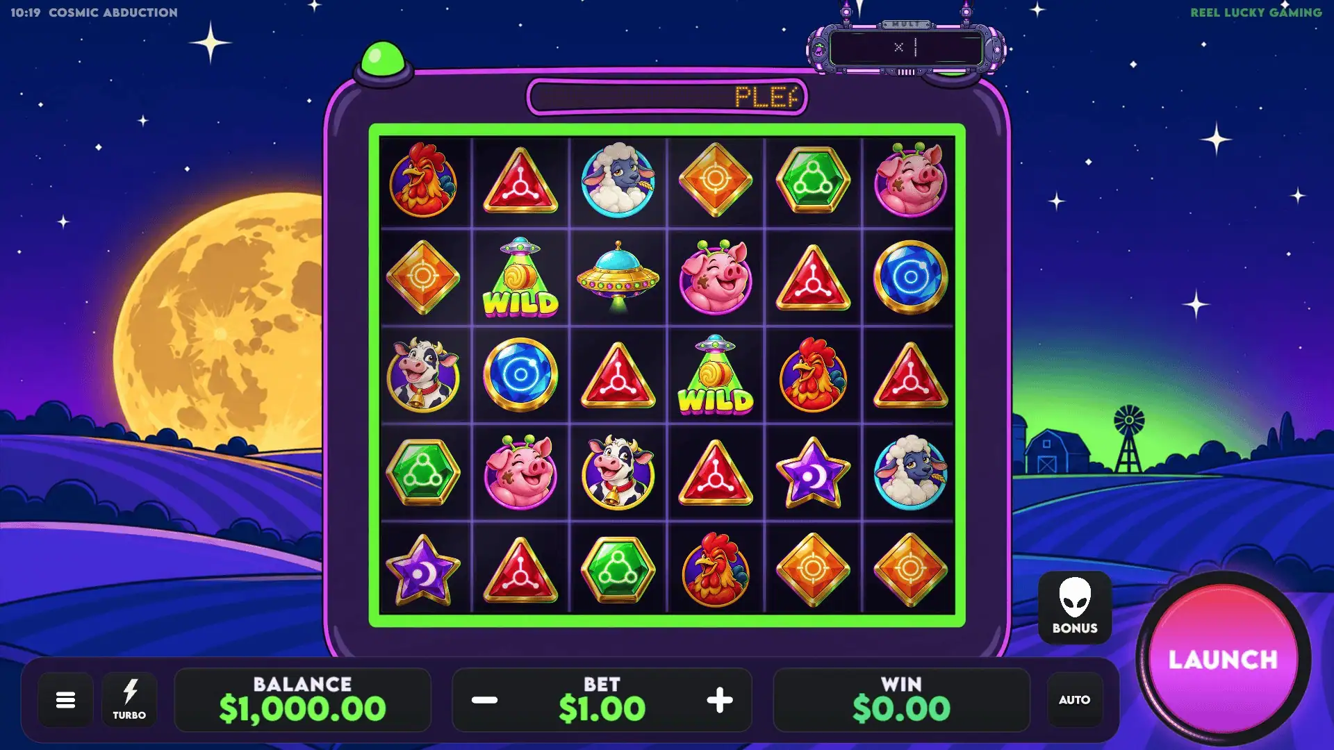 Cosmic Abduction slot gameplay reels