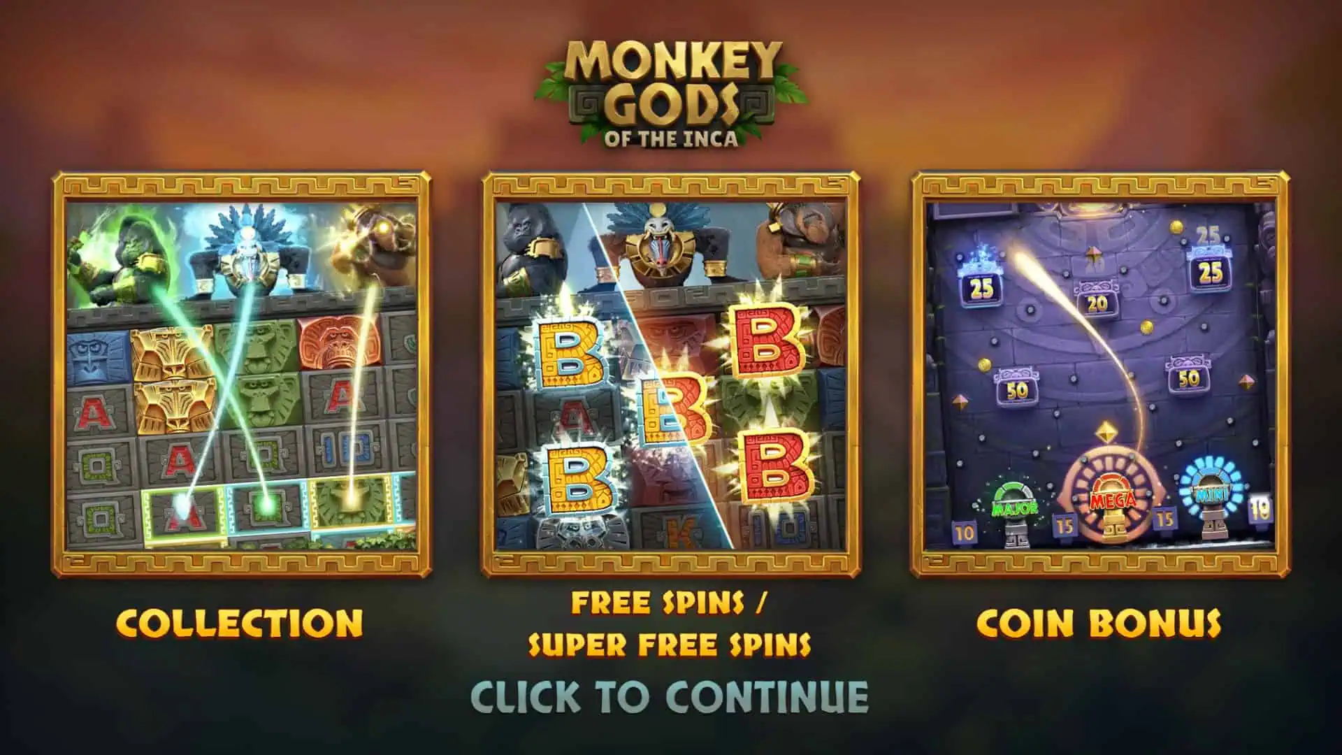 Monkey Gods of the Inca slot intro screen