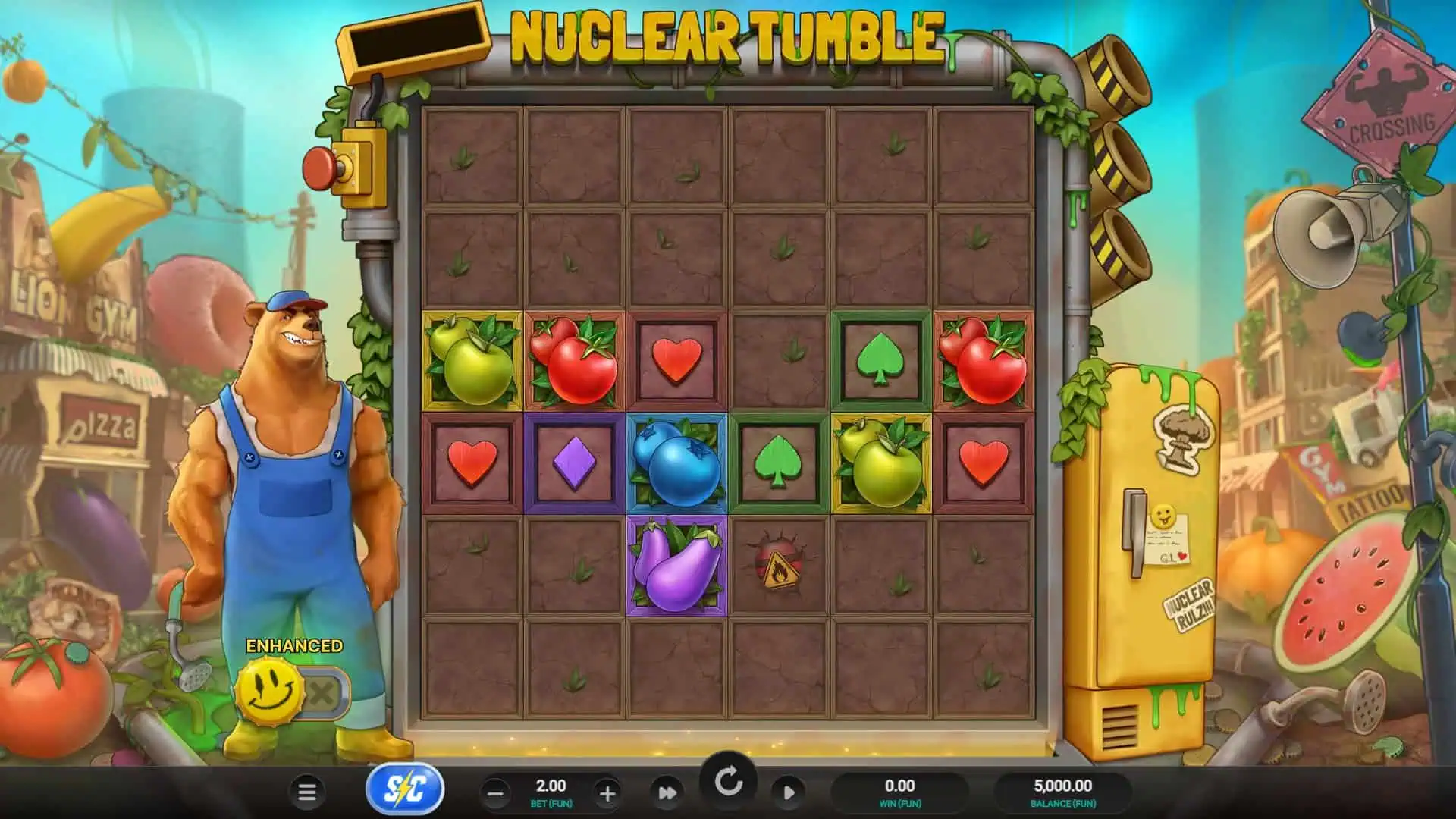 Nuclear Tumble slot gameplay reels