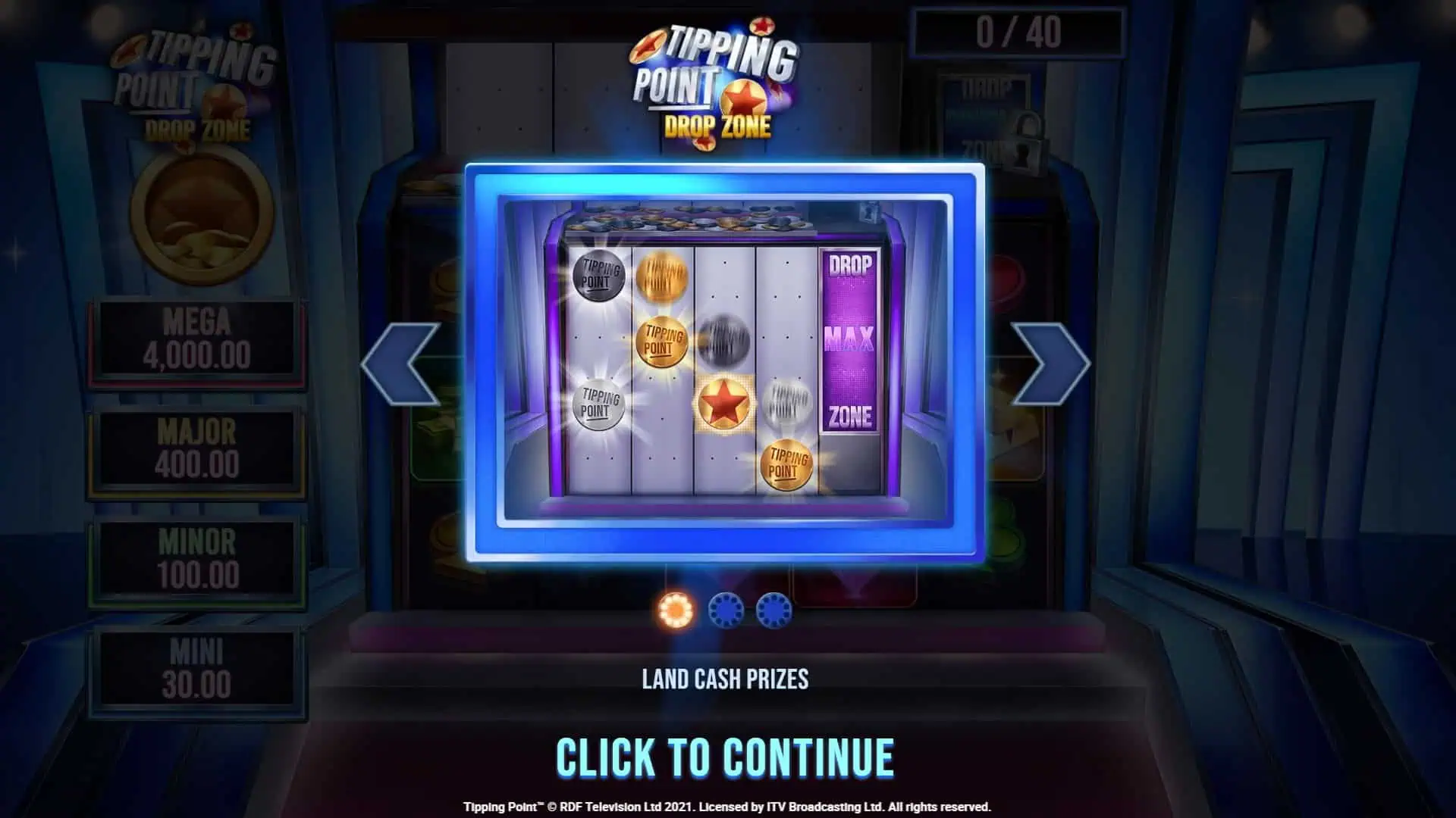 Tipping Point Drop Zone slot intro screen