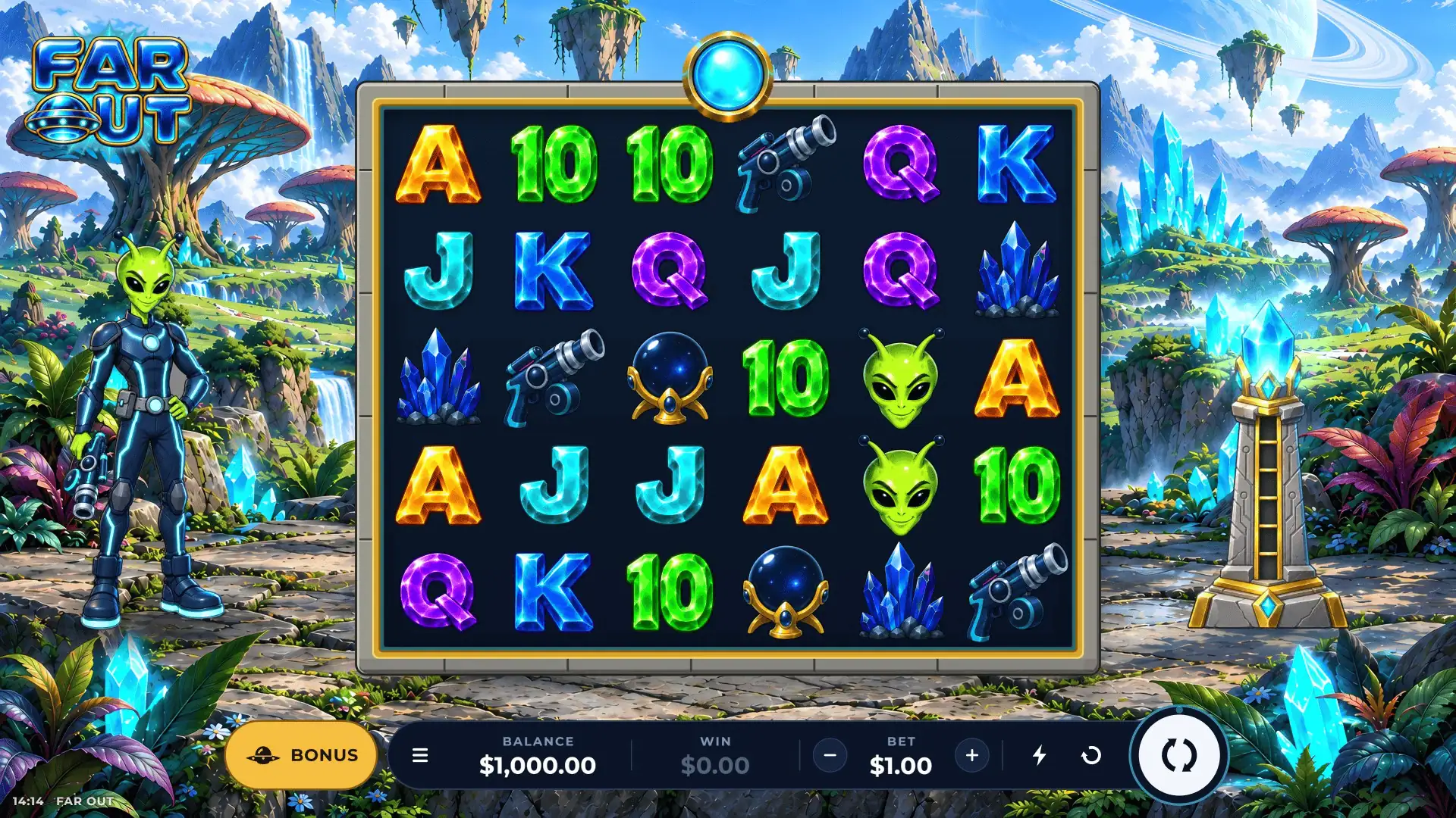 Far Out slot gameplay reels