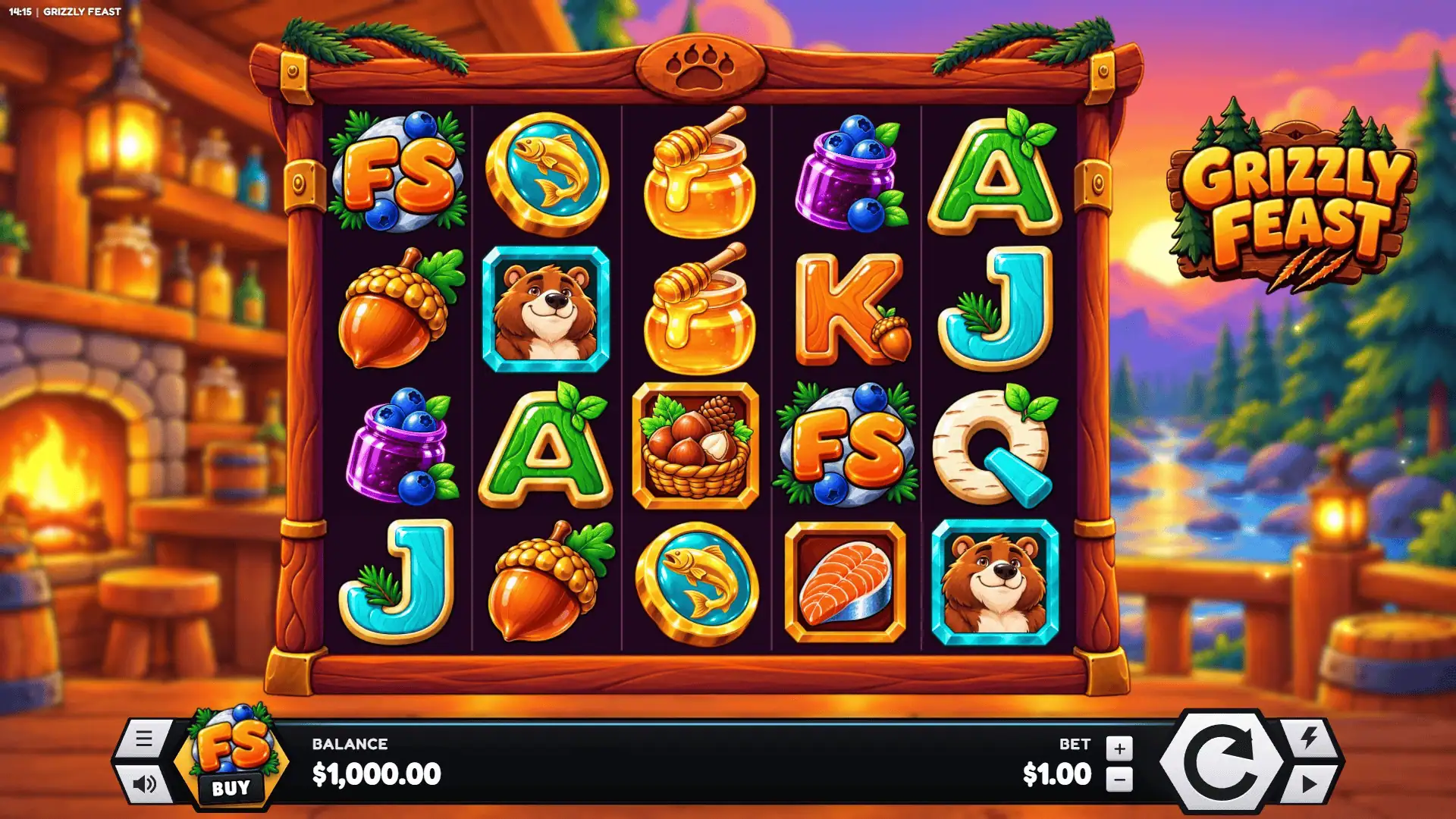 Grizzly Feast slot gameplay reels