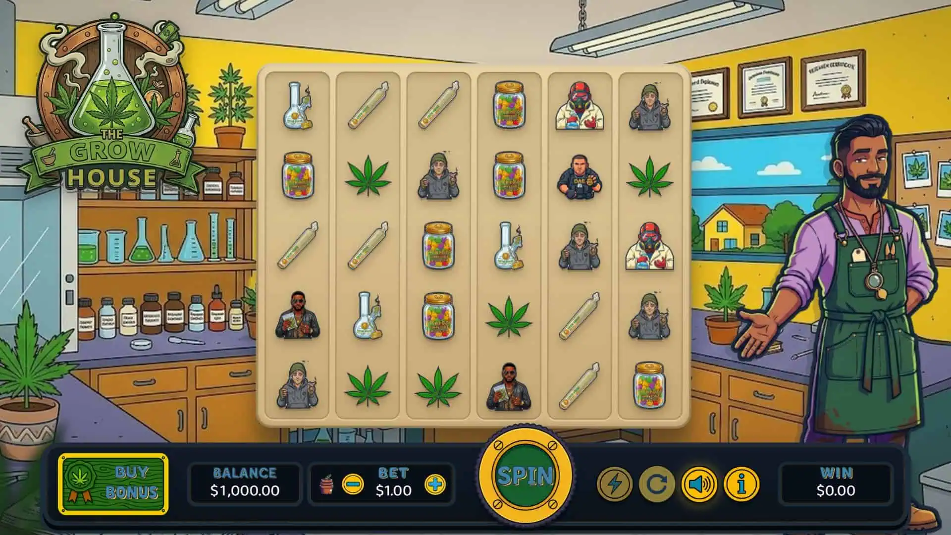 The Grow House slot gameplay reels