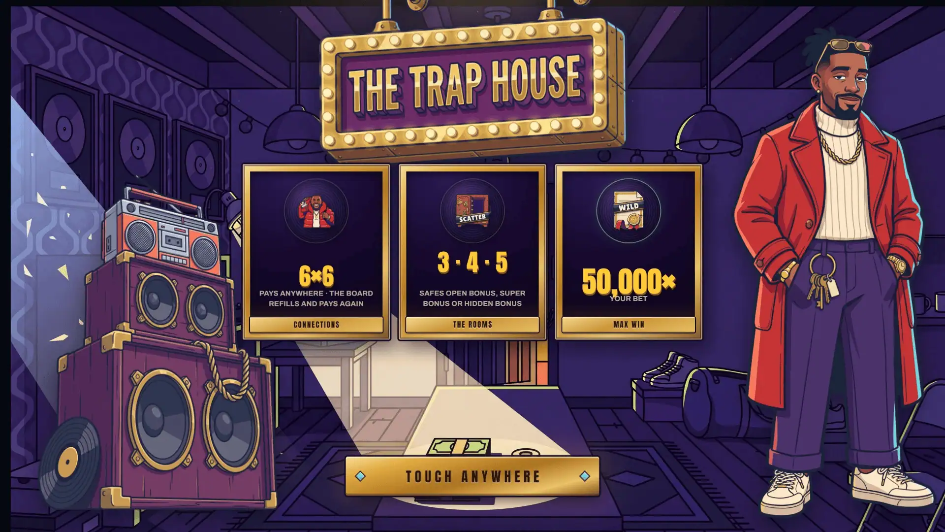 Trap House slot intro screen