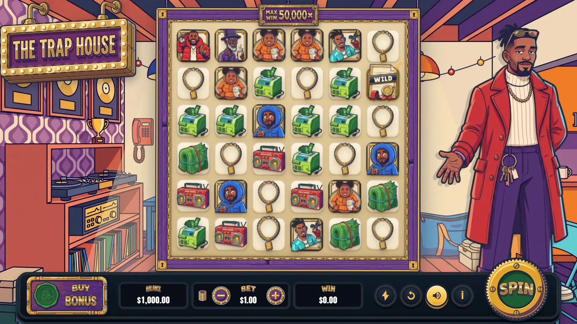 Trap House slot gameplay reels