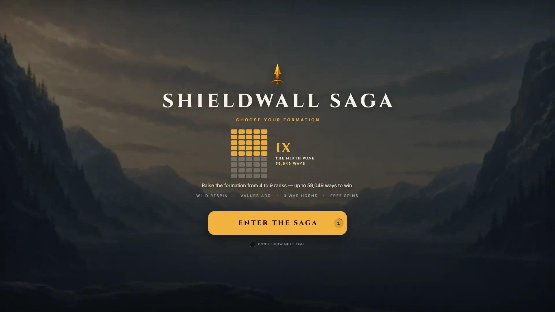 Shieldwall Saga slot intro screen