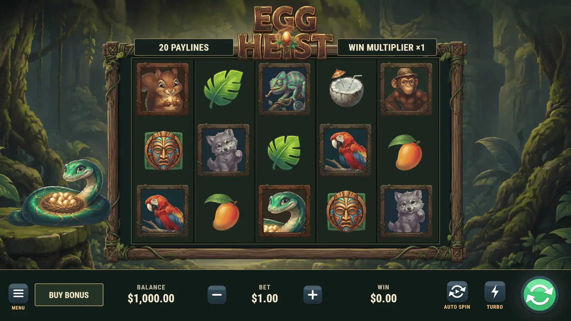 Egg Heist slot gameplay reels