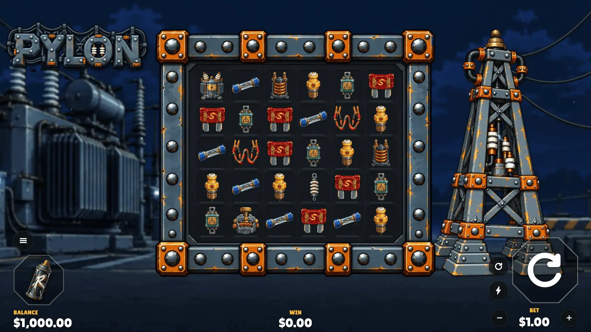 Pylon slot gameplay reels