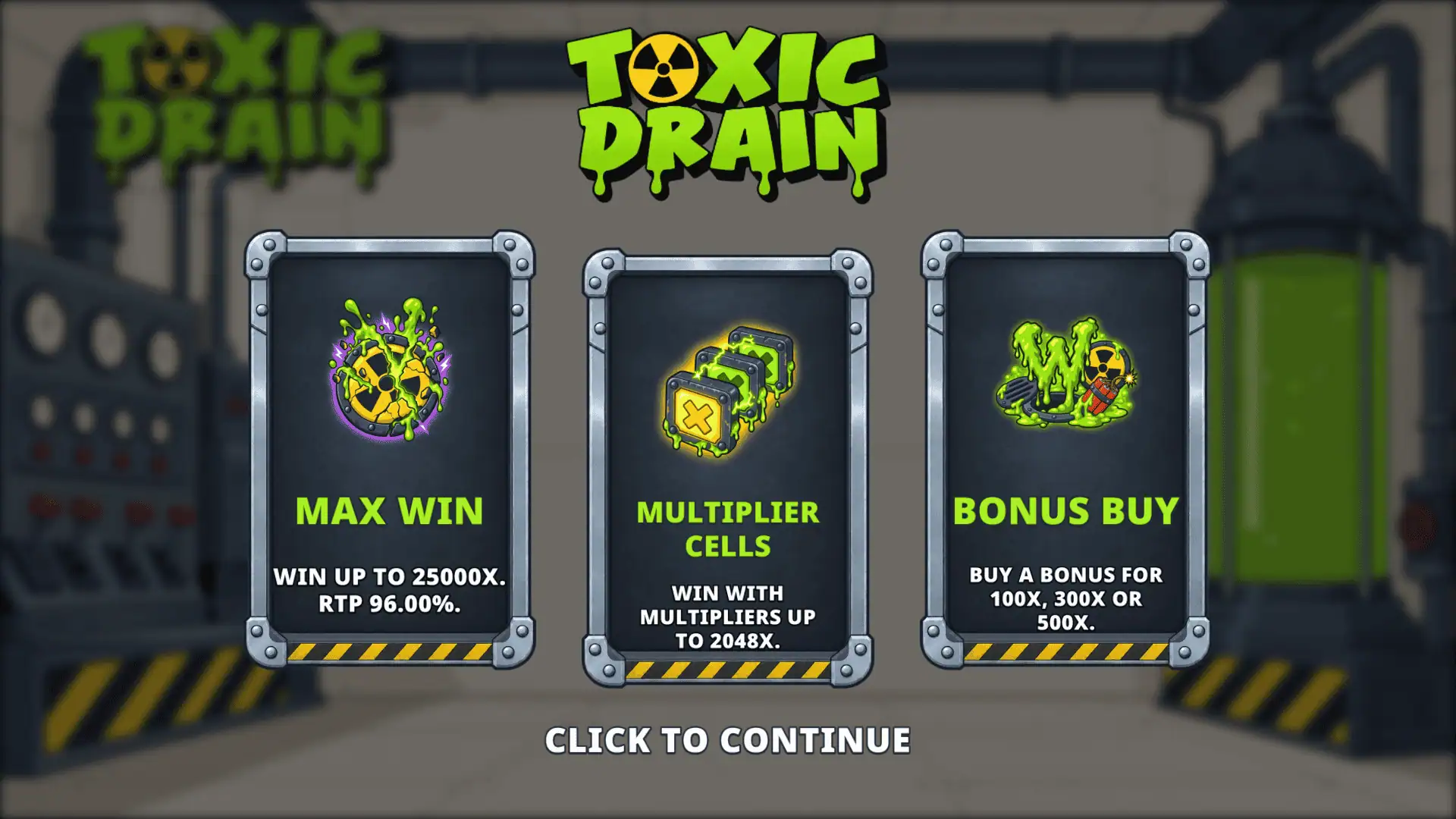 Toxic Drain slot intro screen