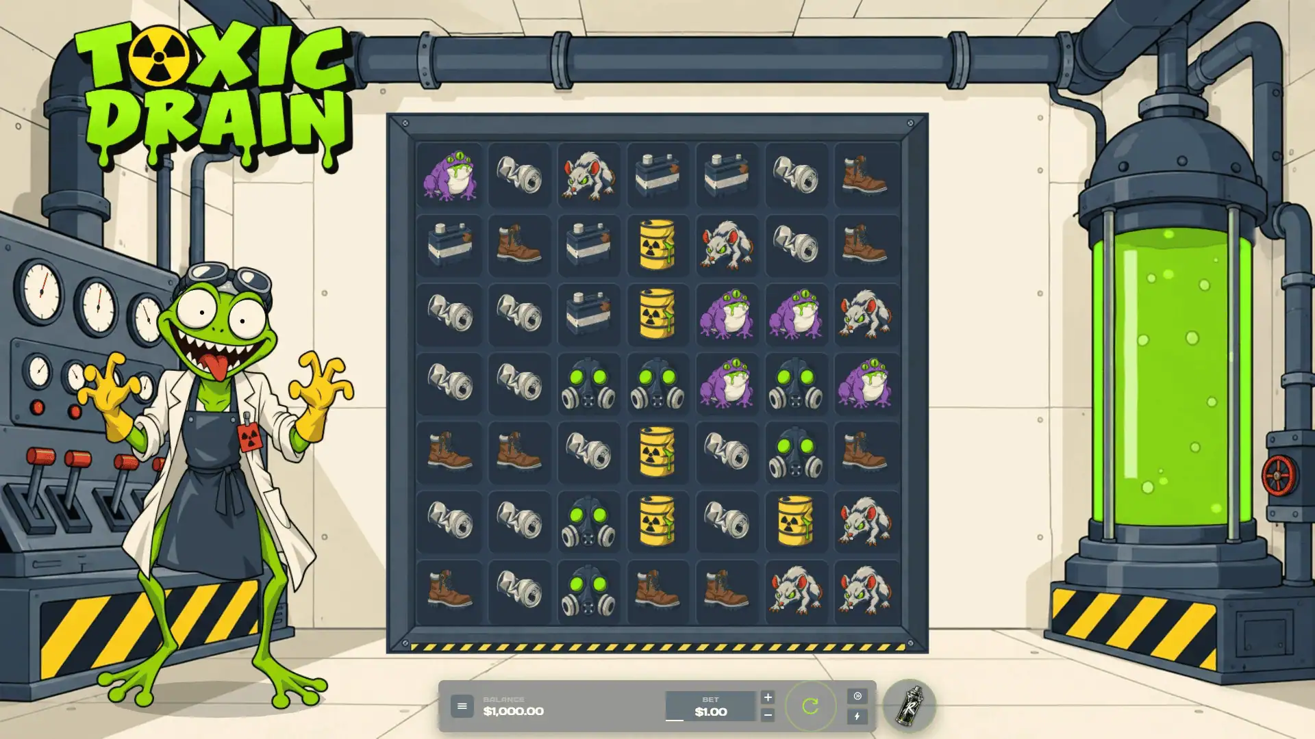Toxic Drain slot gameplay reels