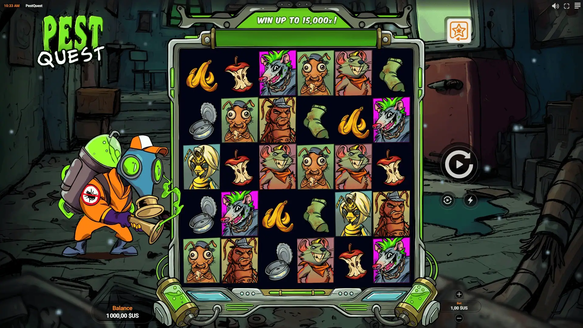 Pest Quest slot gameplay reels