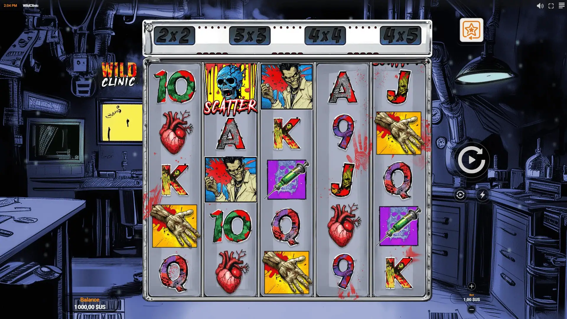 Wild Clinic slot gameplay reels
