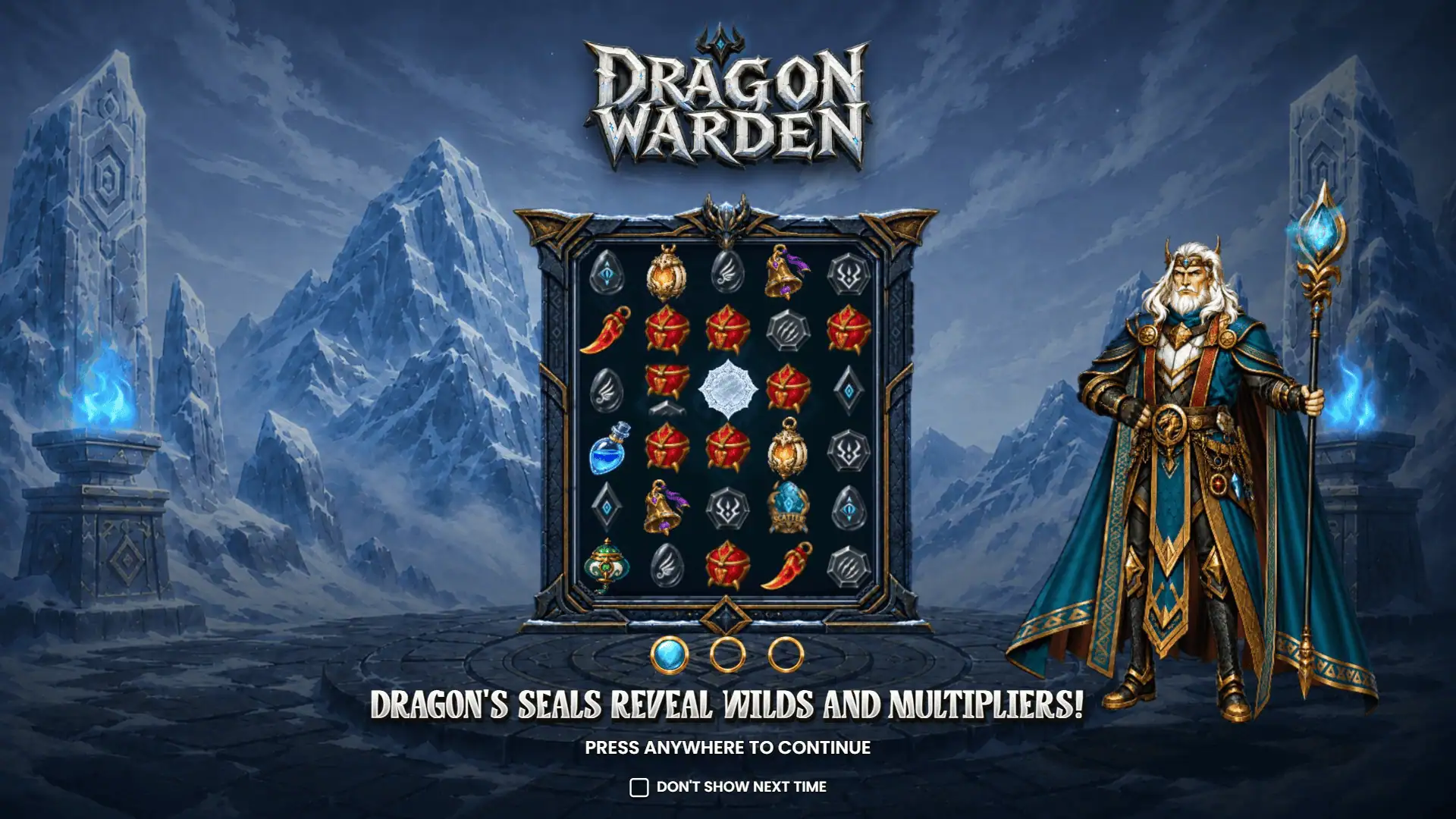 Dragon Warden slot intro screen
