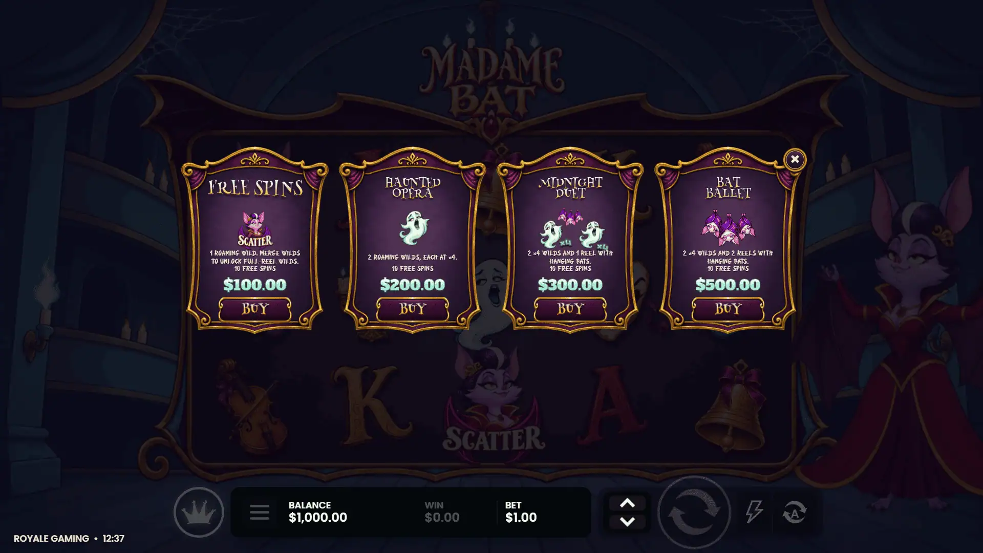 Madame Bat bonus buy menu