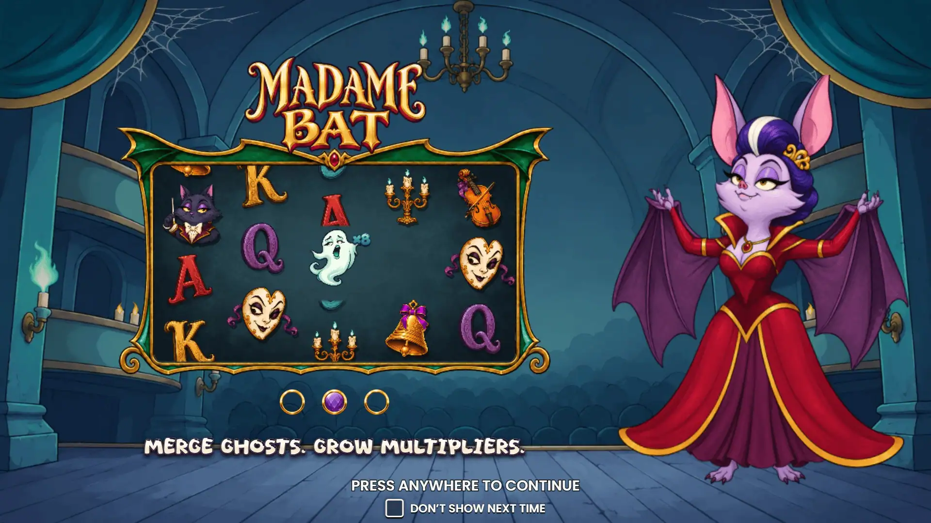 Madame Bat slot intro screen