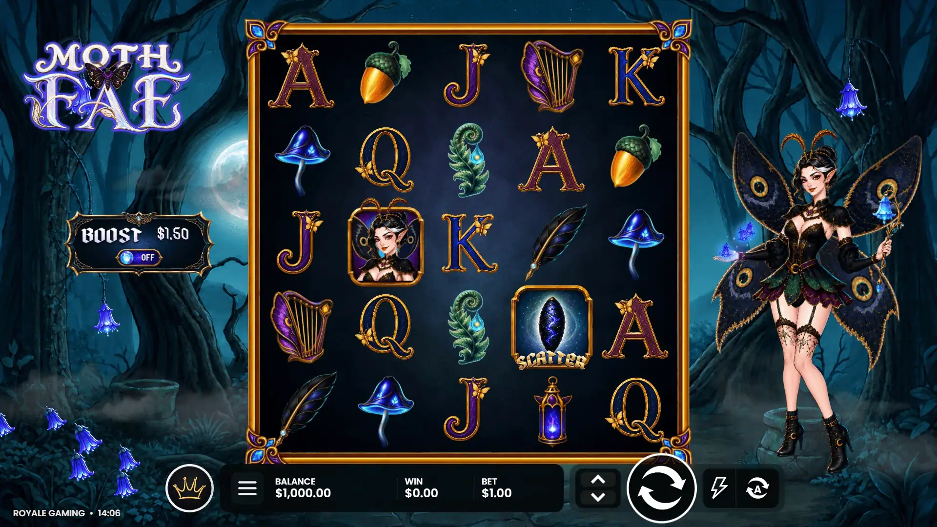 Moth Fae slot gameplay reels