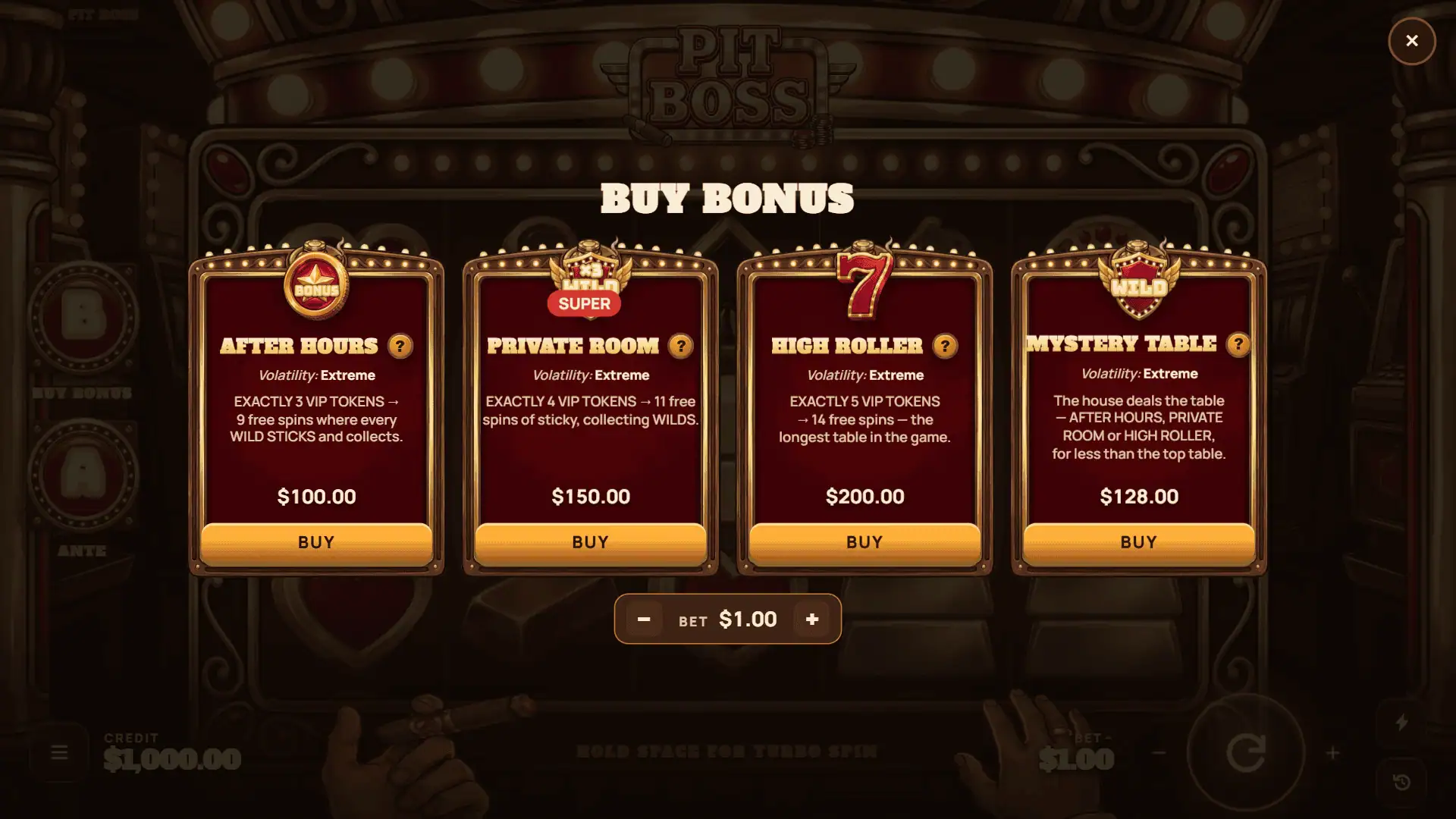 Pit Boss bonus buy menu
