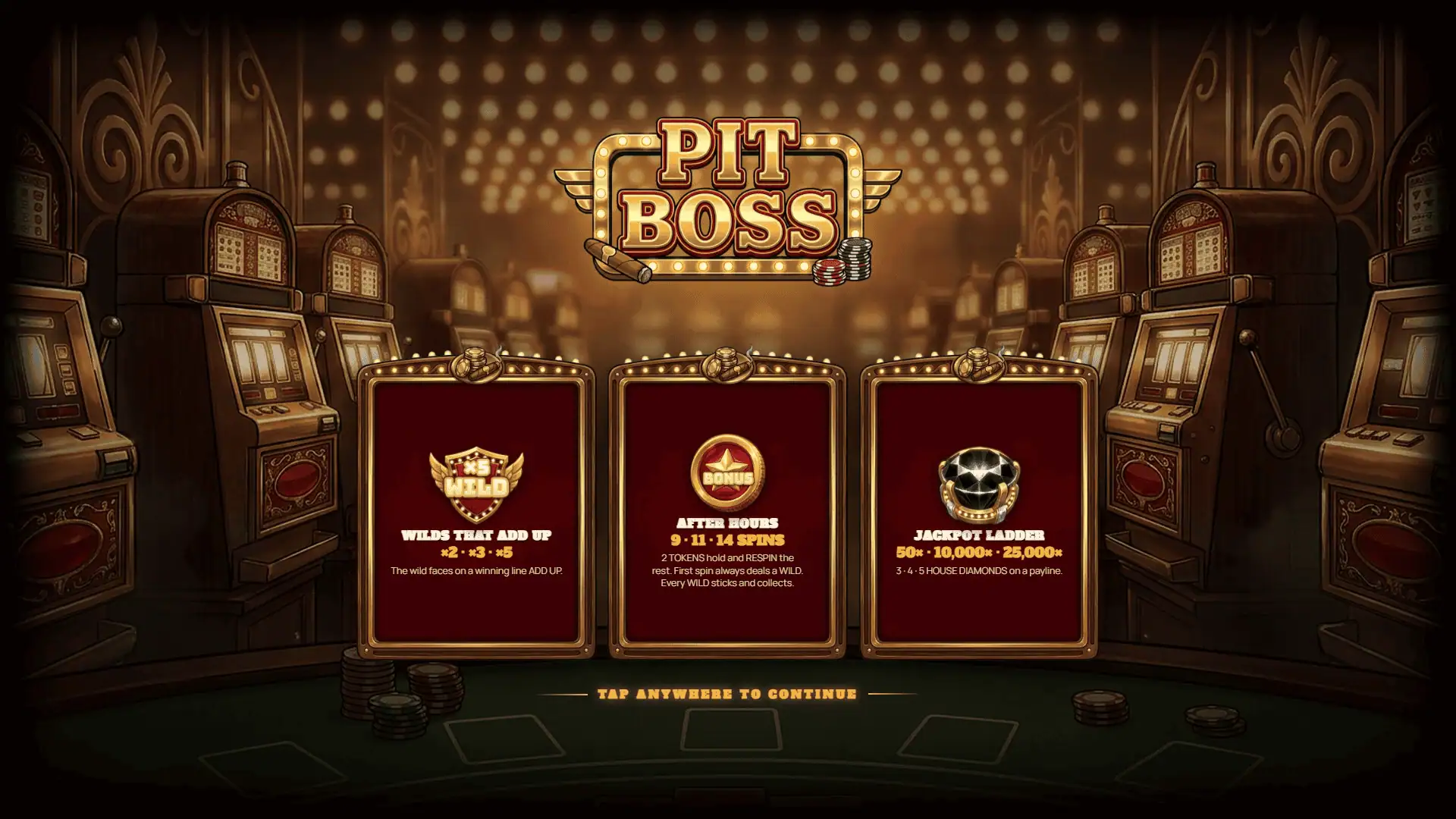 Pit Boss slot intro screen