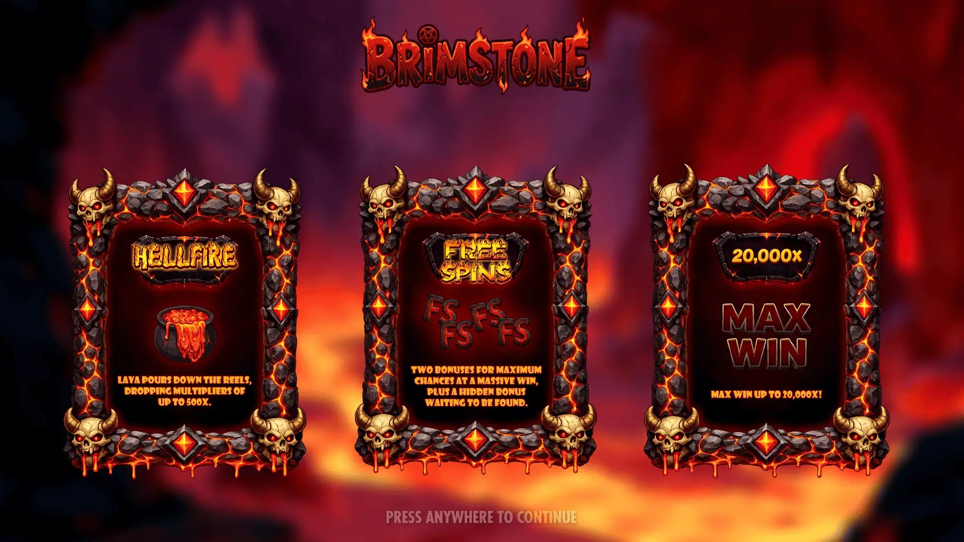 Brimstone slot intro screen