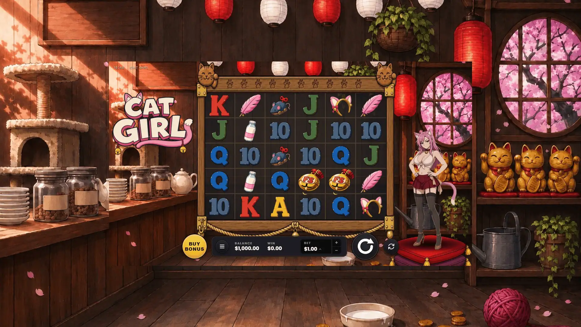 Cat Girl slot gameplay reels