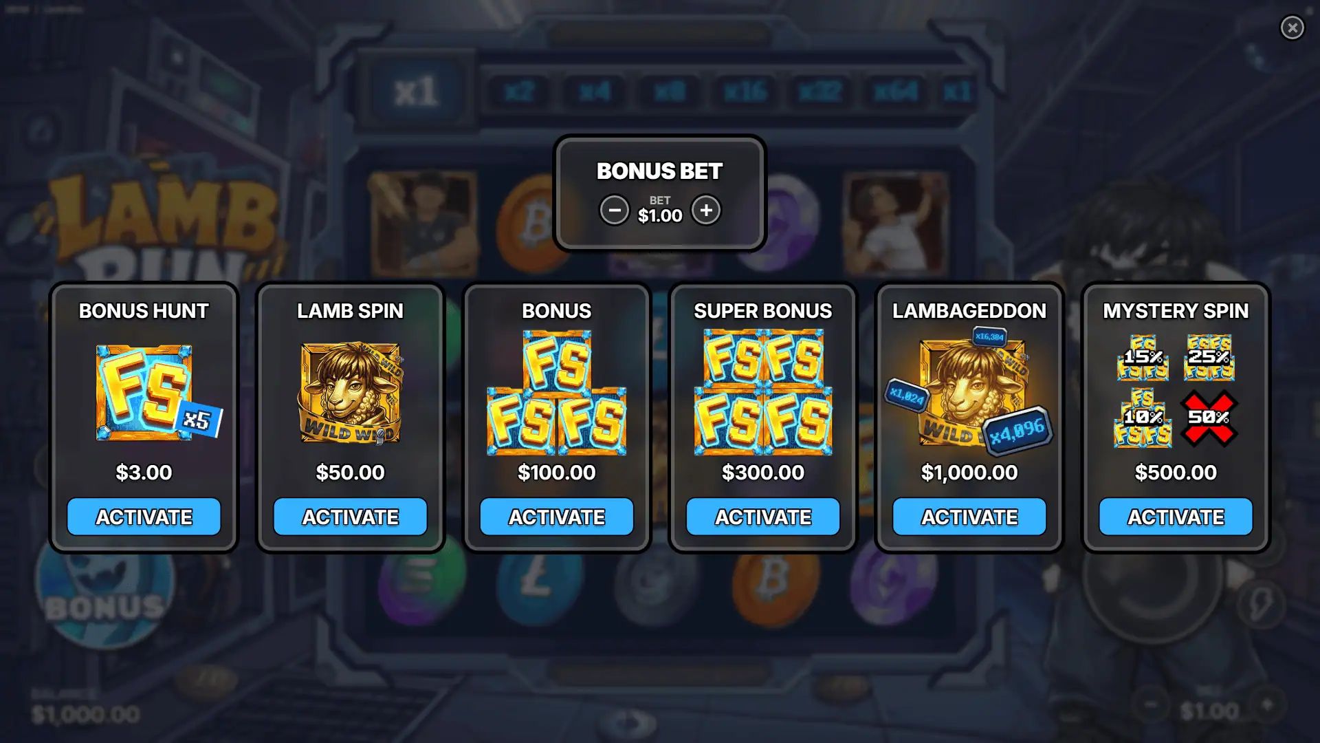 Lamb Run bonus buy menu