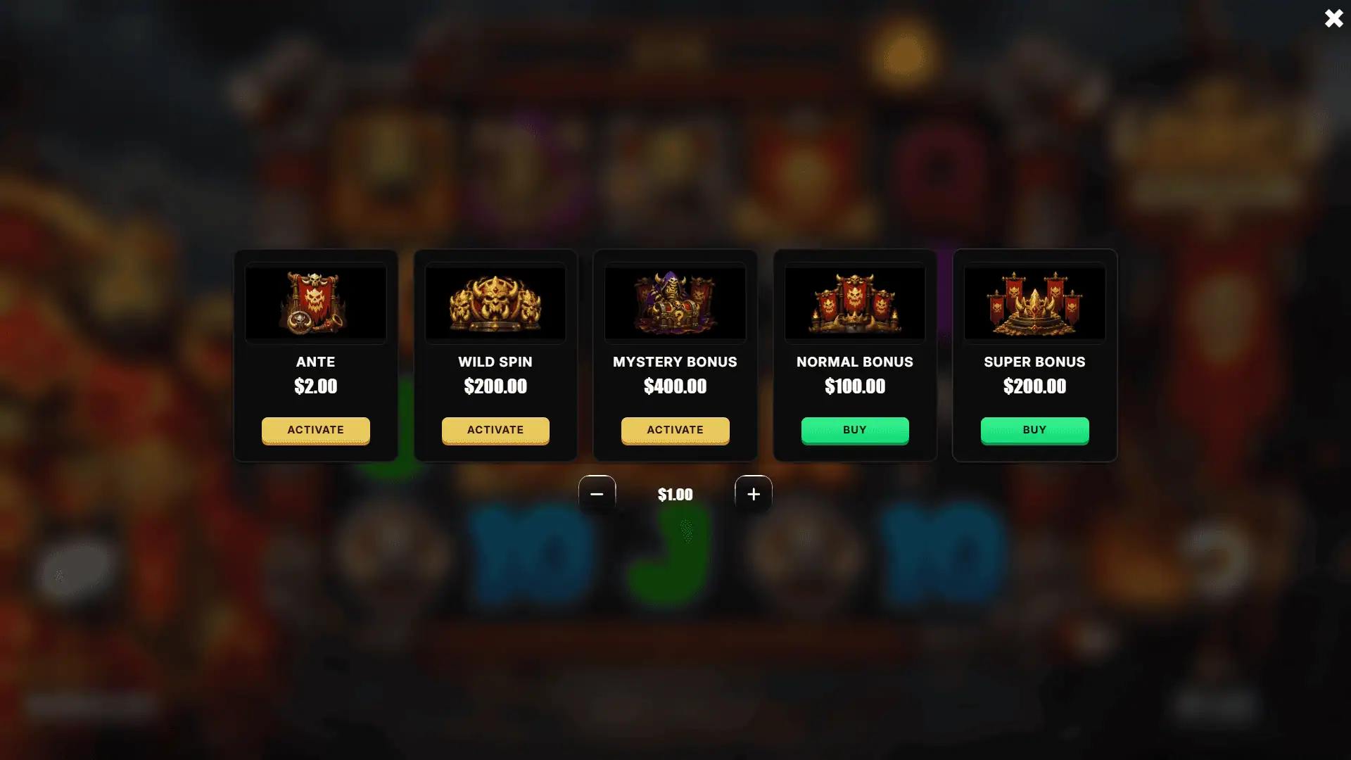 Orc Kingdom bonus buy menu
