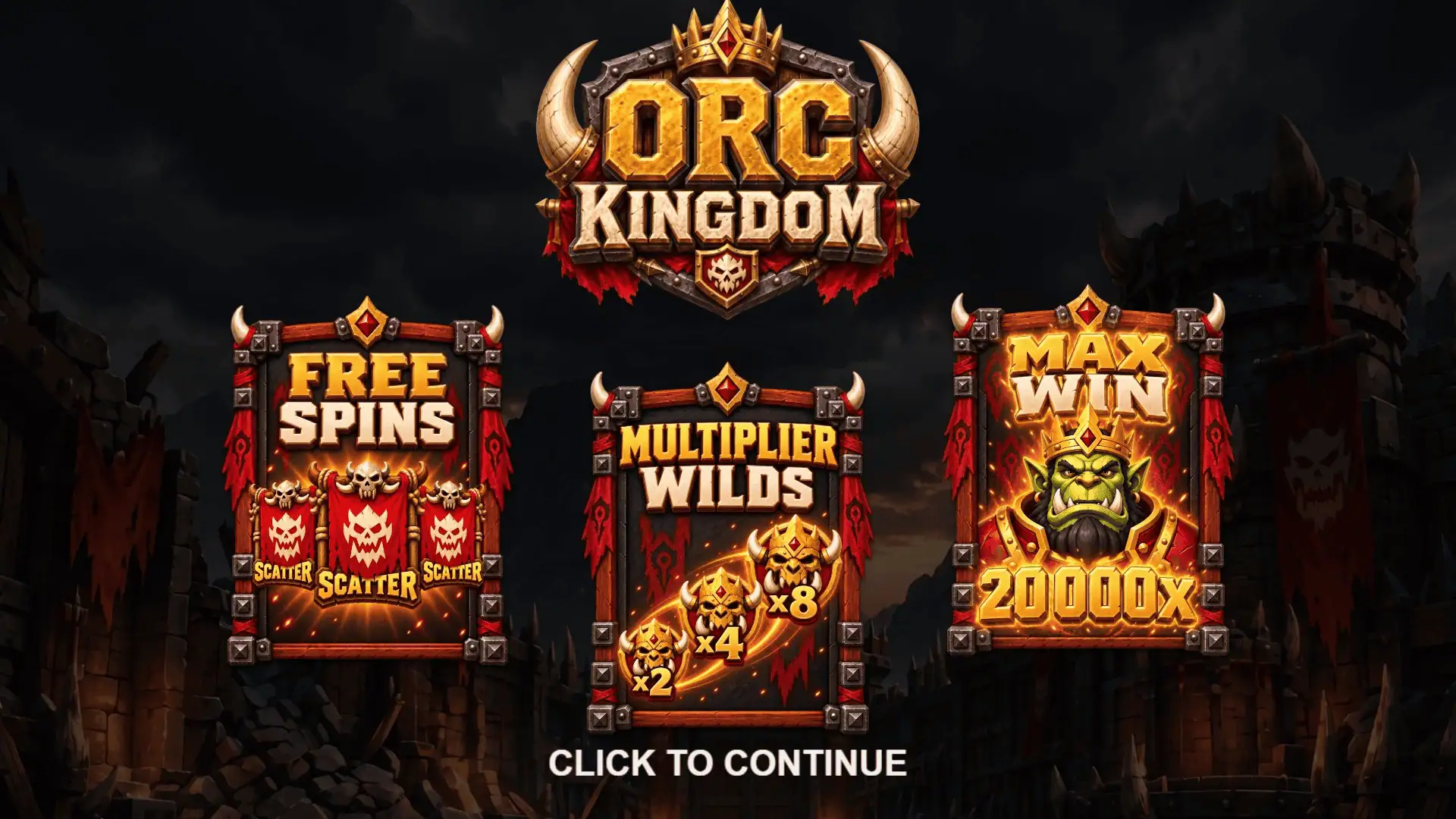 Orc Kingdom slot intro screen