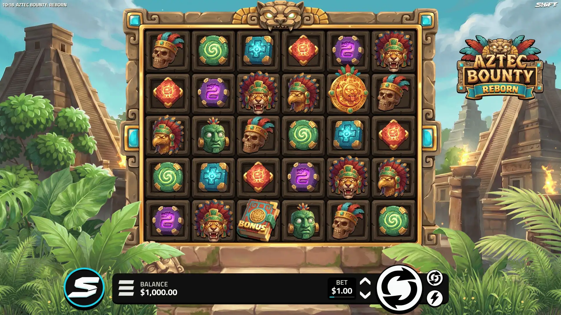 Aztec Bounty: Reborn slot gameplay reels