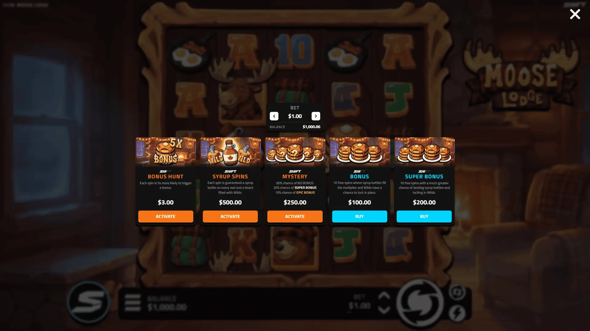 Moose Lodge bonus buy menu