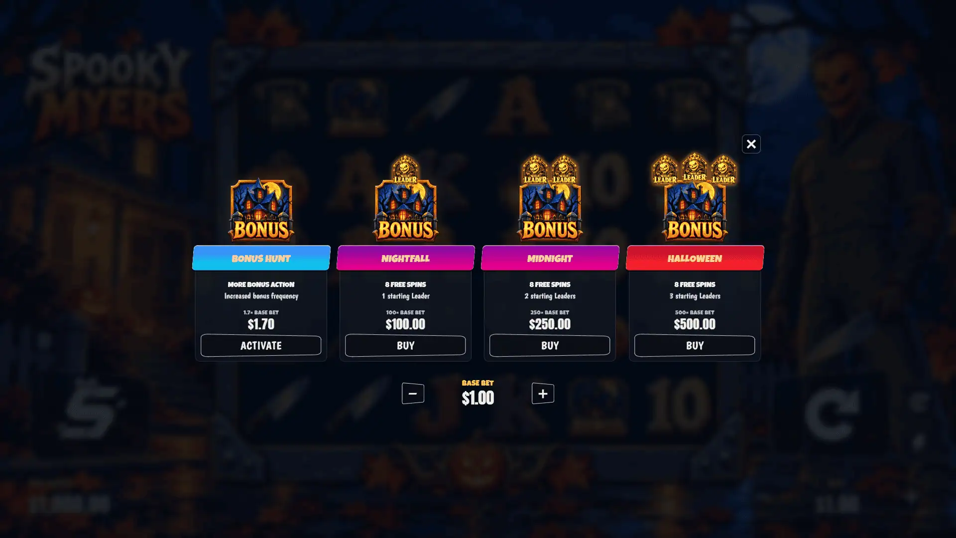Spooky Myers Bonus Buy bonus buy menu