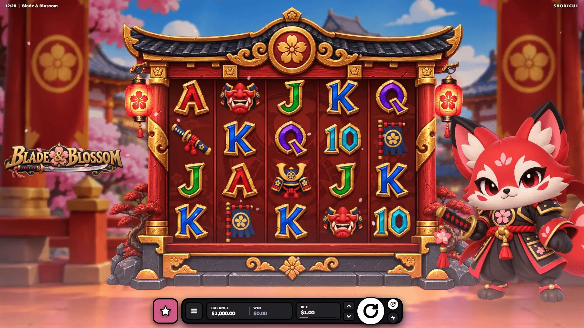 Blade & Blossom slot gameplay reels